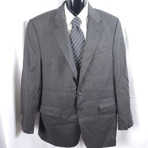 Lauren Ralph Lauren Men Gray Pinstripe Blazer Sports Coat 42L Wool 2-Button Coat